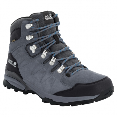 Jack Wolfskin Buty trekkingowe Refugio Texapore MID - Skóra zamszowa, wodoodporne - szare/czarne Męskie